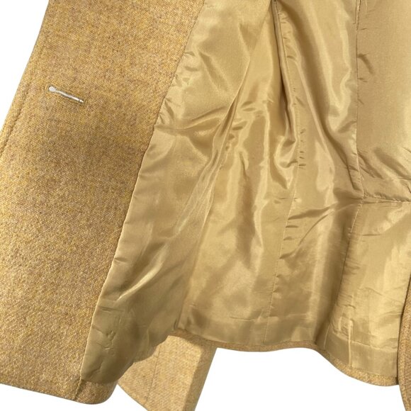 Talbots 100% Wool Tailored Blazer Jacket Butter Yellow / Camel Tan Tweed Size 6 - Picture 10 of 13